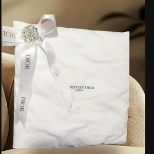 Christian Dior White Pillow with Ribbon